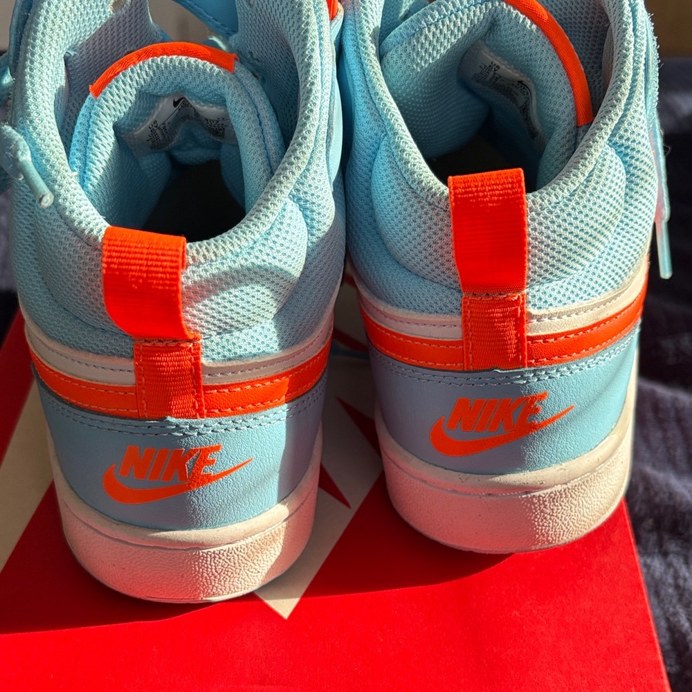 Nike Kids Light Blue and Orange High-Top Sneakers - Picture 5 of 7
